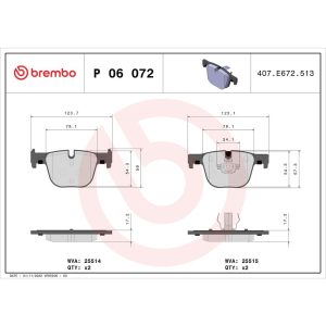 Brembo Brake Pad, Fmsi Number D1610-8823, Low-Metallic, Set of 4 – P06072