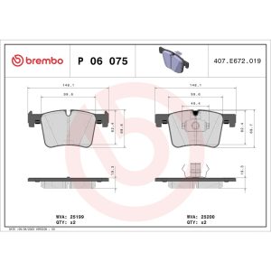 Brembo Brake Pad, Fmsi Number D1561-8772, Low-Metallic, Set of 4 – P06075