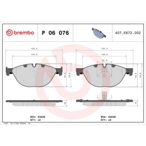 Brembo Brake Pad, Fmsi Number D1409-8518, Low-Metallic, Set of 4 – P06076