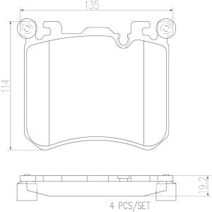 Brembo Brake Pad, Nao, Fmsi Number D1429-8546, Ceramic, Set of 4 – P06077N