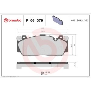Brembo Brake Pad, Fmsi Number D1648-8876, Low-Metallic, Set of 4 – P06079
