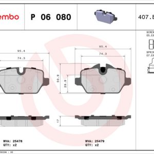 Brembo Brake Pad, Fmsi Number D1554-8764, Low-Metallic, Set of 4 – P06080