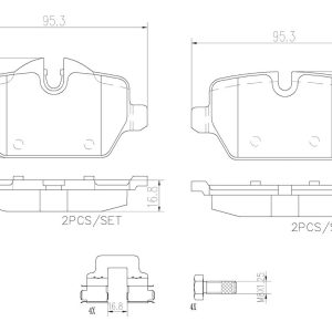 Brembo Brake Pad, Nao, Fmsi Number D1554-8764, Ceramic, Set of 4, With Hardware – P06080N