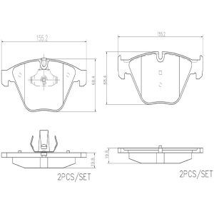 Brembo Brake Pad, Nao, Fmsi Number D1260-7799, Ceramic, Set of 4 – P06081N