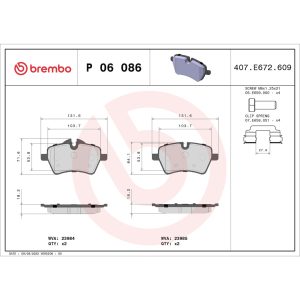Brembo Brake Pad, Fmsi Number D1204-8324, Low-Metallic, Set of 4, With Hardware/ Brake Caliper Screws – P06086