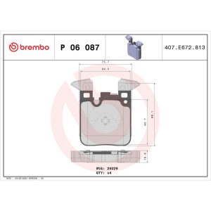Brembo Brake Pad, Fmsi Number D1656-8885, Low-Metallic, Set of 4, With Hardware – P06087