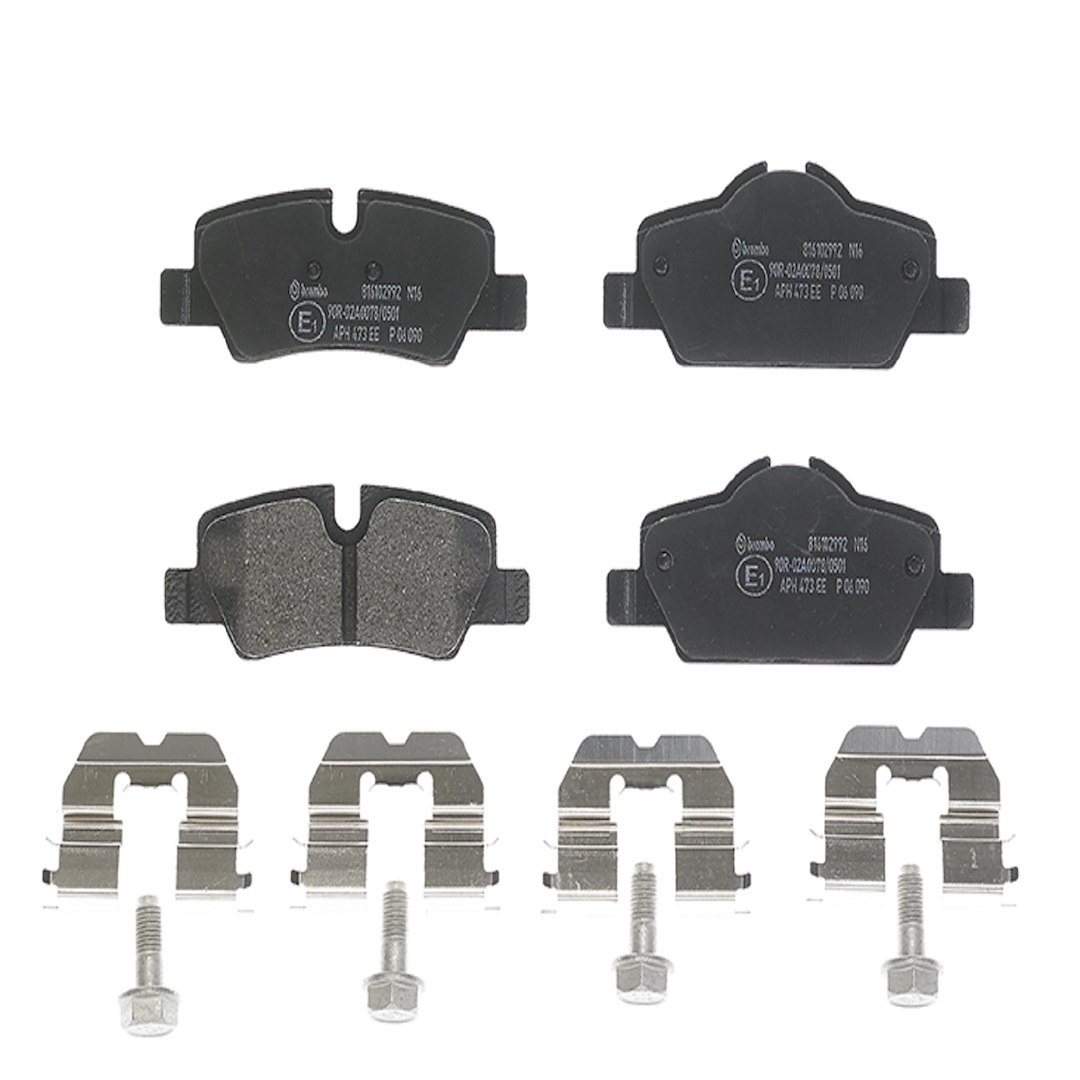 Brembo Brake Pad, Fmsi Number D1800-9032, Low-Metallic, Set of 4, With Hardware/ Brake Caliper Screws – P06090