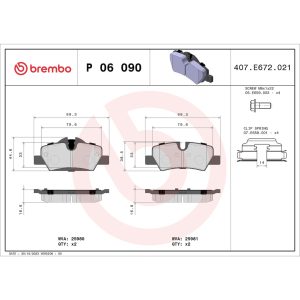 Brembo Brake Pad, Fmsi Number D1800-9032, Low-Metallic, Set of 4, With Hardware/ Brake Caliper Screws – P06090