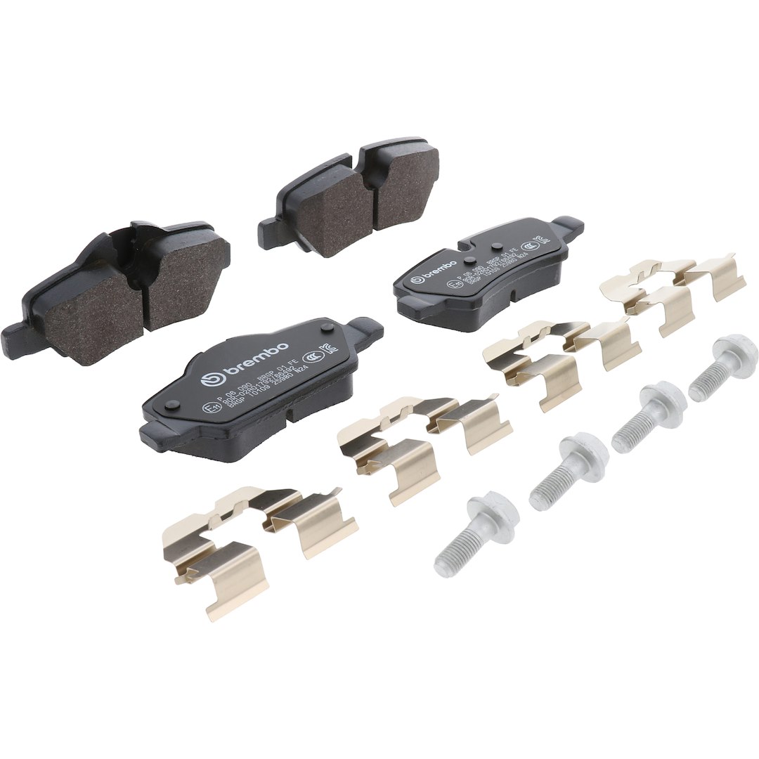 Brembo Brake Pad, Fmsi Number D1800-9032, Low-Metallic, Set of 4, With Hardware/ Brake Caliper Screws – P06090