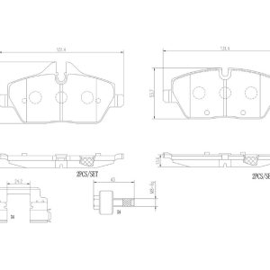 Brembo Brake Pad, Nao, Fmsi Number D1308-8992, Ceramic, Set of 4, With Hardware – P06091N