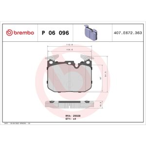 Brembo Brake Pad, Fmsi Number D1880-8822, Low-Metallic, Set of 4 – P06096