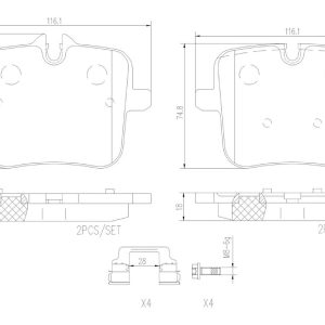 Brembo Brake Pad, Nao, Fmsi Number D2059-9292, Ceramic, Set of 4 – P06109N