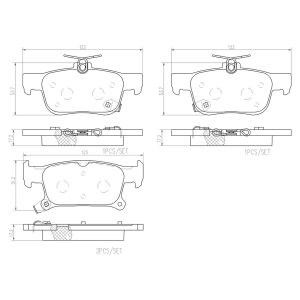 Brembo Brake Pad, Nao, Fmsi Number D1923-9148, Ceramic, Set of 4, With Hardware – P07009N