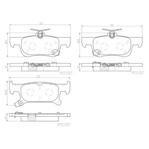 Brembo Brake Pad, Nao, Fmsi Number D2025-9255, Ceramic, Set of 4, With Hardware – P07011N