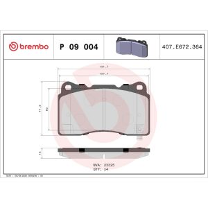 Brembo Brake Pad, Fmsi Number D1050-7953, Low-Metallic, Set of 4 – P09004