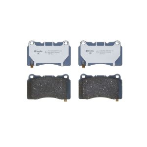 Brembo Brake Pad, Beyond Line, Fmsi Number D1001-7919, Low-Metallic, Set of 4, With Pad Wear Sensor/ Pad Shims/ Brake Lubricant – P09004E