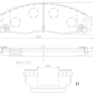 Brembo Brake Pad, Nao, Fmsi Number D921-7822, Ceramic, Set of 4, With Hardware – P09006N