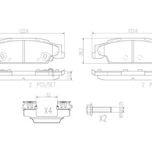 Brembo Brake Pad, Nao, Fmsi Number D922-8207, Ceramic, Set of 4, With Hardware – P09007N