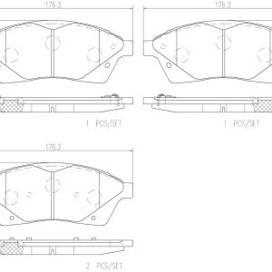 Brembo Brake Pad, Nao, Fmsi Number D1422-8539, Ceramic, Set of 4, With Hardware – P09010N