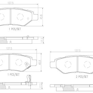 Brembo Brake Pad, Nao, Fmsi Number D1337-8448, Ceramic, Set of 4 – P09014N