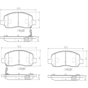Brembo Brake Pad, Nao, Fmsi Number D1172-8283, Ceramic, Set of 4, With Hardware – P09017N