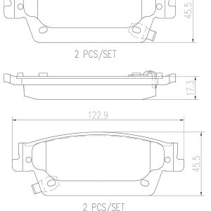Brembo Brake Pad, Nao, Fmsi Number D1020-7925, Ceramic, Set of 4, With Hardware – P09020N