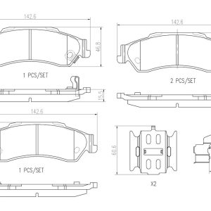 Brembo Brake Pad, Nao, Fmsi Number D729-7596, Ceramic, Set of 4, With Hardware – P10002N