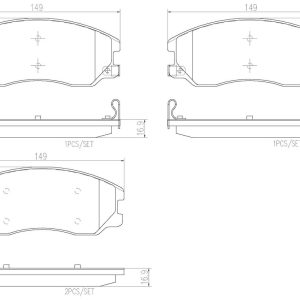 Brembo Brake Pad, Nao, Fmsi Number D1264-8381, Ceramic, Set of 4 – P10003N