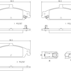 Brembo Brake Pad, Nao, Fmsi Number D727-7594, Ceramic, Set of 4 – P10023N