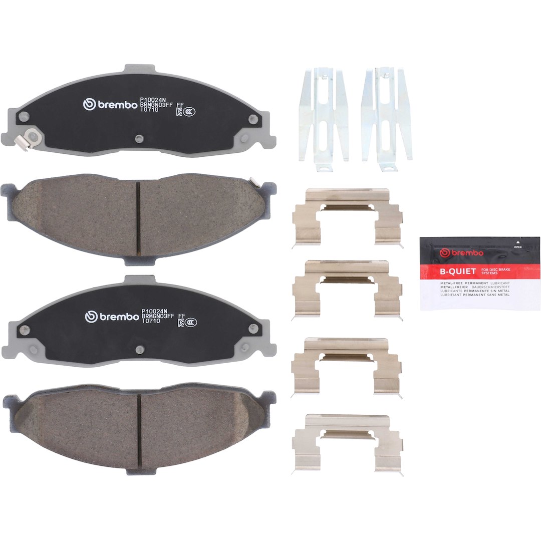 Brembo Brake Pad, Nao, Fmsi Number D749-7618, Ceramic, Set of 4, With Hardware – P10024N
