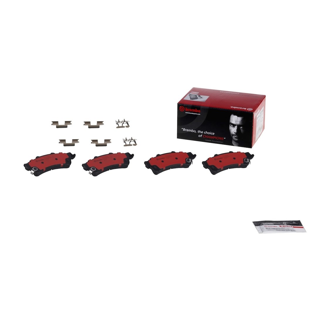 Brembo Brake Pad, Nao, Fmsi Number D792-7662, Ceramic, Set of 4, With Hardware – P10028N