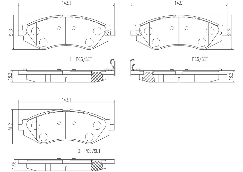 Brembo Brake Pad, Nao, Fmsi Number D1035-7779, Ceramic, Set of 4 – P10032N