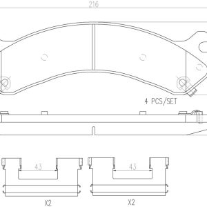 Brembo Brake Pad, Nao, Fmsi Number D909-7788, Ceramic, Set of 4, With Hardware – P10041N