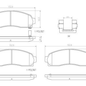 Brembo Brake Pad, Nao, Fmsi Number D913-7794, Ceramic, Set of 4, With Hardware – P10042N