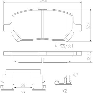 Brembo Brake Pad, Nao, Fmsi Number D956-7855, Ceramic, Set of 4, With Hardware – P10043N