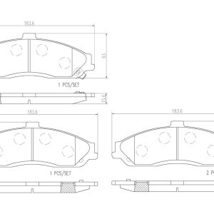 Brembo Brake Pad, Nao, Fmsi Number D731-8230, Ceramic, Set of 4, With Hardware – P10052N