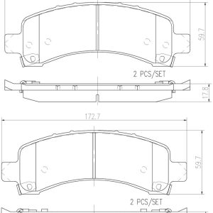Brembo Brake Pad, Nao, Fmsi Number D974-7881, Ceramic, Set of 4, With Hardware – P10055N
