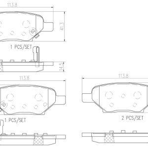 Brembo Brake Pad, Nao, Fmsi Number D1364-8474, Ceramic, Set of 4, With Hardware – P10062N