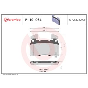 Brembo Brake Pad, Fmsi Number D1474-8673, Low-Metallic, Set of 4 – P10064