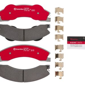 Brembo Brake Pad, Xtra Severe Duty, Fmsi Number D1411-8523, Ceramic, Set of 4, With Pad Wear Sensor/ Pad Shims/ Brake Lubricant – P10072SD