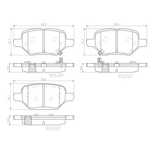 Brembo Brake Pad, Nao, Fmsi Number D2168-9412, Ceramic, Set of 4 – P10079N