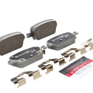 Brembo Brake Pad, Nao, Ceramic, Set of 4, With Brake Lubricant/ Pad Wear Sensor – P10097N