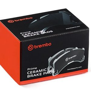 Brembo Brake Pad, Nao, Fmsi Number D2314-9549, Ceramic, Set of 4, With Brake Lubricant/ Pad Wear Sensor/ Mounting Hardware – P10099N