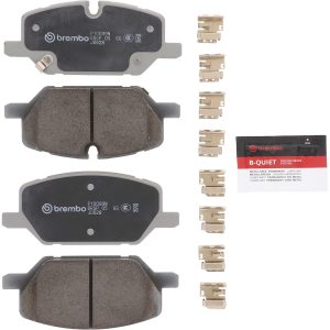 Brembo Brake Pad, Nao, Fmsi Number D2314-9549, Ceramic, Set of 4, With Brake Lubricant/ Pad Wear Sensor/ Mounting Hardware – P10099N