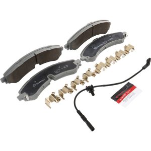 Brembo Brake Pad, Nao, Fmsi Number D2250-9486, Ceramic, Set of 4, With Brake Lubricant/ Pad Wear Sensor/ Mounting Hardware – P10100N