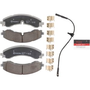 Brembo Brake Pad, Nao, Fmsi Number D2250-9486, Ceramic, Set of 4, With Brake Lubricant/ Pad Wear Sensor/ Mounting Hardware – P10100N