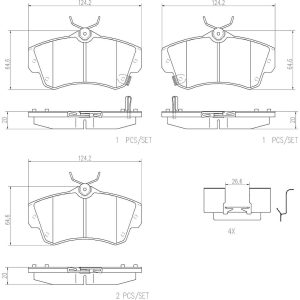 Brembo Brake Pad, Nao, Fmsi Number D841-7716, Ceramic, Set of 4, With Hardware – P11012N