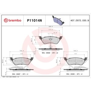 Brembo Brake Pad, Nao, Fmsi Number D858-7734, Ceramic, Set of 4 – P11014N