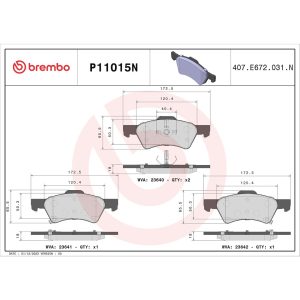 Brembo Brake Pad, Nao, Fmsi Number D857-7733, Ceramic, Set of 4 – P11015N