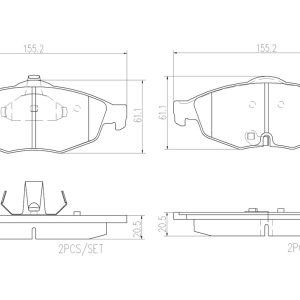 Brembo Brake Pad, Nao, Fmsi Number D869-7744, Ceramic, Set of 4 – P11016N